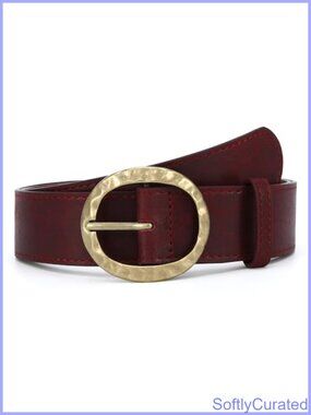 Faux Leather Wide Chunky Belt Oval Buckle Waist Belt